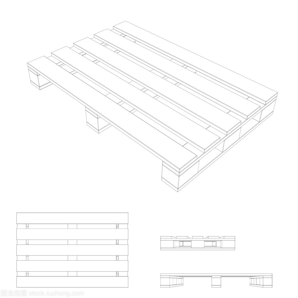 木托盘的三维矢量轮廓图在包装箱设计中的应用